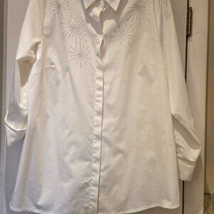 Chico's white  rhinestone embellished shirt size 2(L/12)